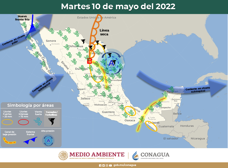 Alerta Protección Civil de lluvias, vientos e incremento en las temperaturas