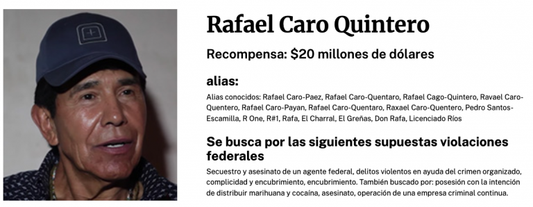 Colaboró la DEA con la Semar y la FGR en detención de Rafael Caro Quintero
