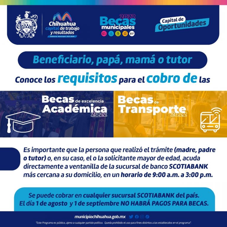 Alumnos de  3° y 4° tienen hasta el 29 de julio para cobrar su Beca de Excelencia o Transporte