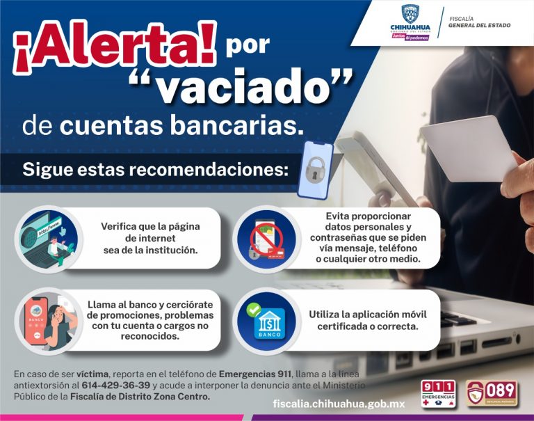 Alerta Fiscalía por “vaciado” de cuentas bancarias