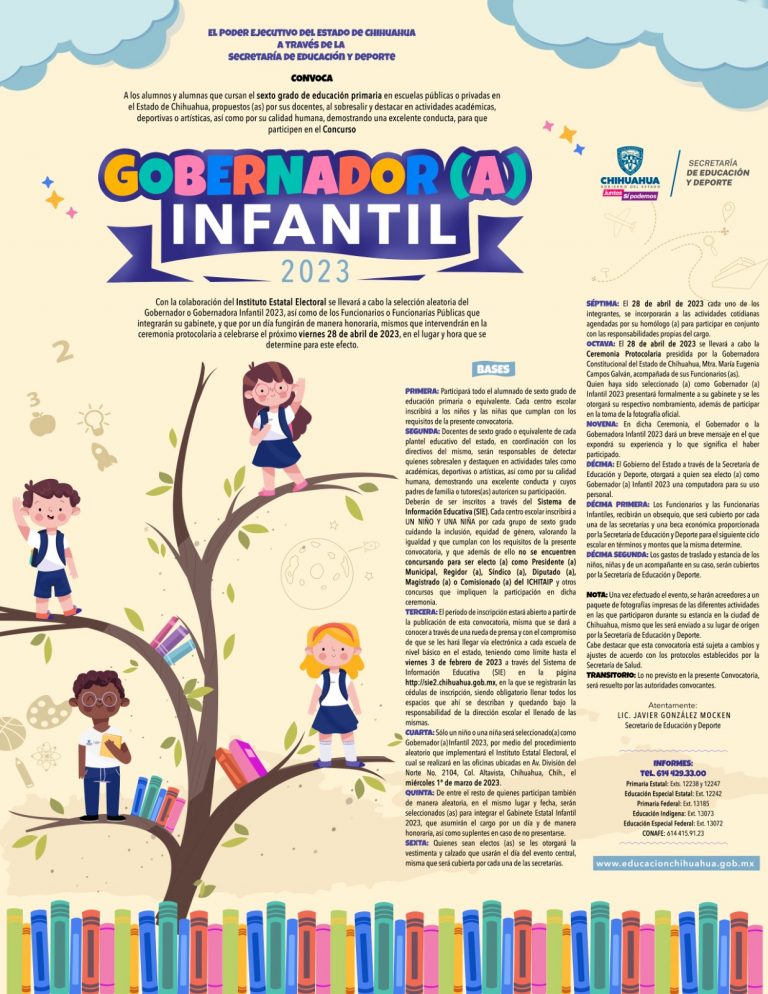 Concluye el 3 de febrero registro a concursos Gobernador(a) Infantil 2023”, Diputado y Diputada Infantil, así como a Magistratura Infantil