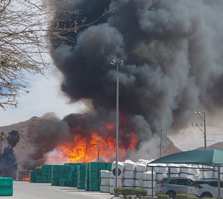 Sofocan bomberos incendio de tarimas en patios de Interceramic