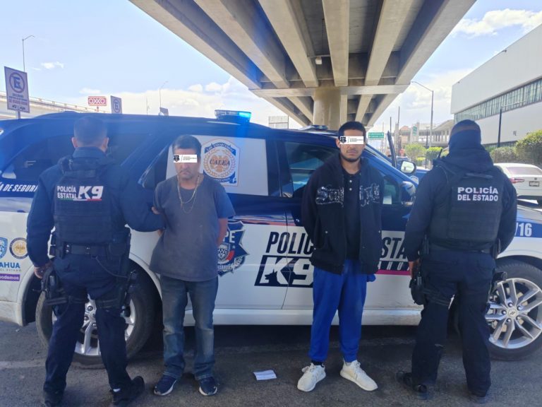 Detiene SSPE a dos por posesión de equipo táctico y supuesta droga