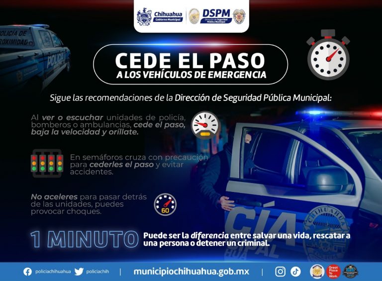 Pide Seguridad Pública ceder el paso a vehículos oficiales que atienden emergencias