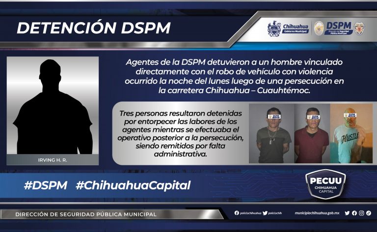 Destaca Policía Municipal detenciones relevantes