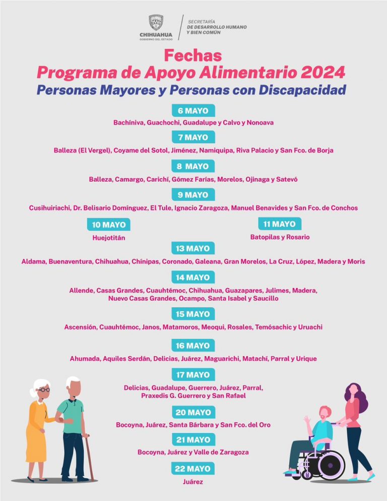 Anuncian calendario de segunda entrega de programas alimentarios para adultos mayores y personas con discapacidad