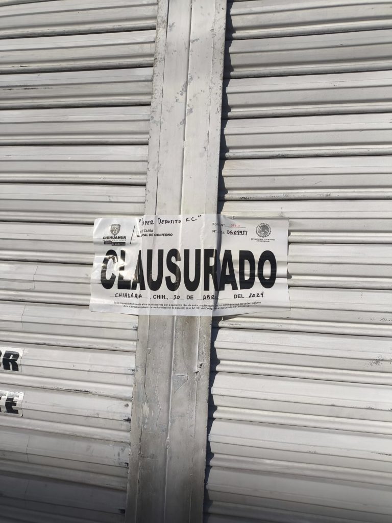Clausura Gobernación del Estado 8 establecimientos