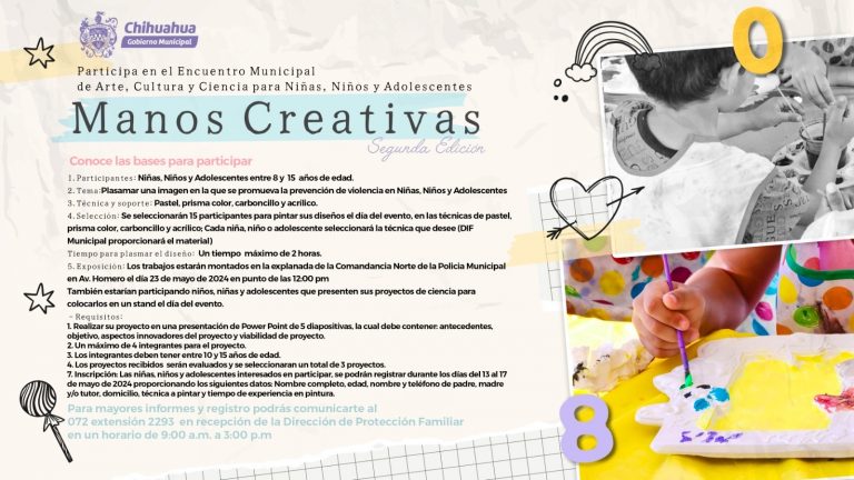 Invita Municipio a la convocatoria «Manos creativas para niñas, niños y adolescentes»