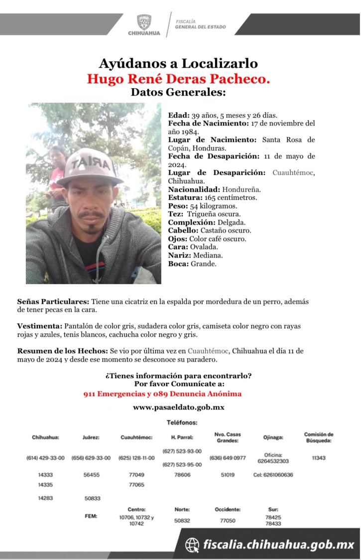 Buscan a tres migrantes hondureños en zona de Cuauhtémoc