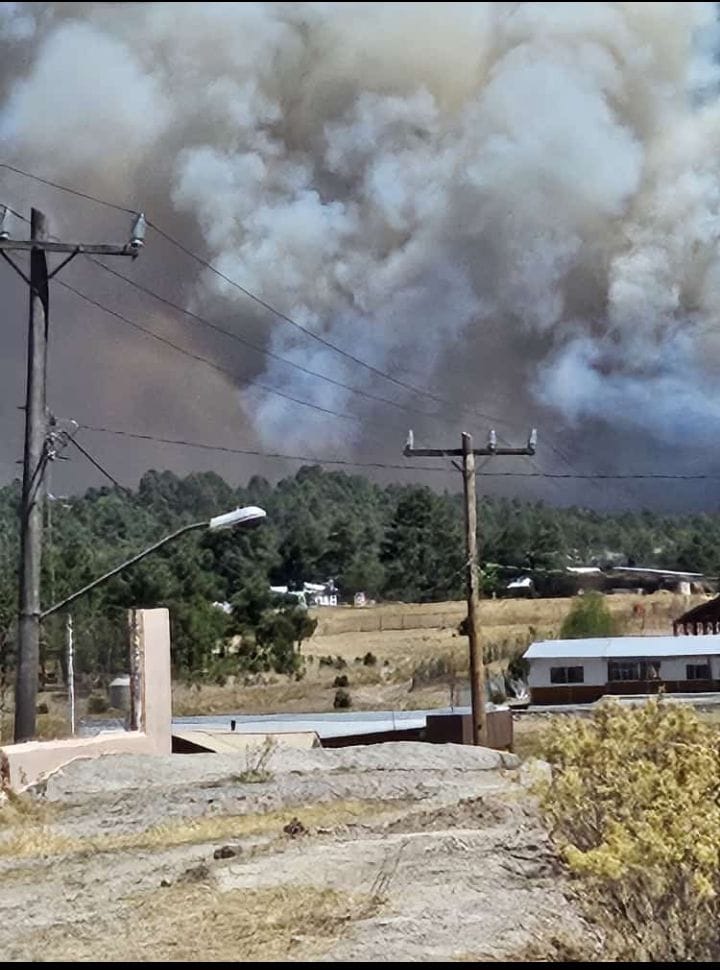 Alerta Protección Civil por cierre de tramo carretero en Guachochi por incendio forestal
