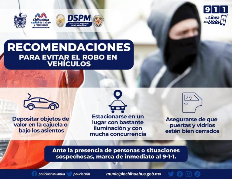 Emite Seguridad Pública recomendaciones para prevenir robo de pertenencias en autos