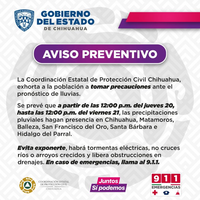 Remanente del ciclón tropical “Alberto” ocasionará lluvias en diversas regiones de Chihuahua