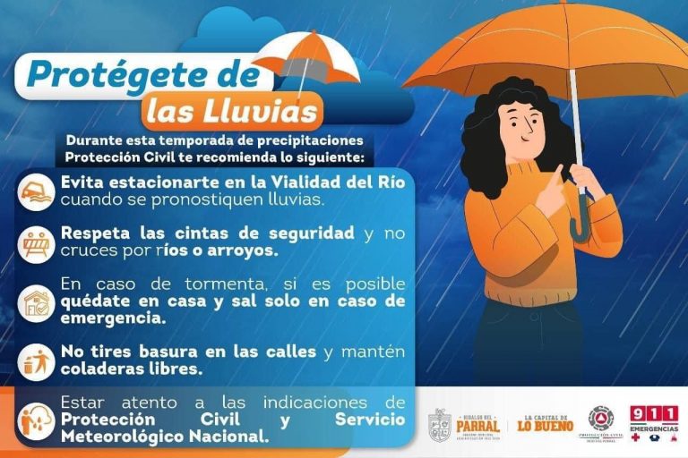 Protección Civil emite recomendaciones ante el pronóstico de fuertes lluvias en Parral
