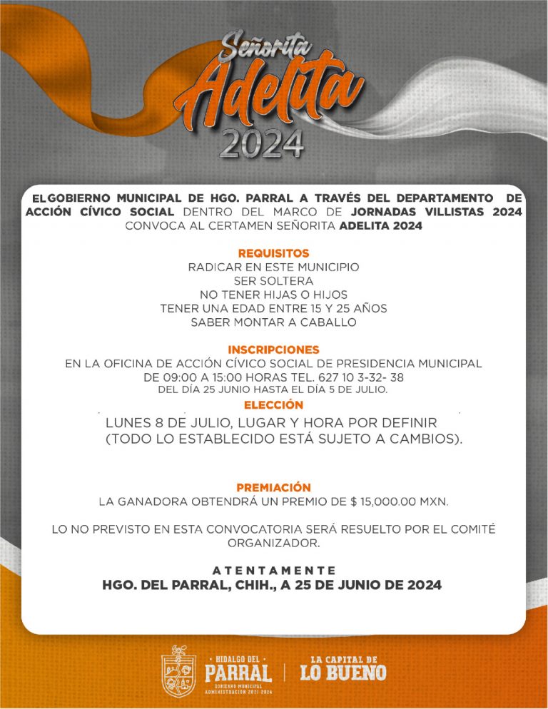 Gobierno de Parral emite la convocatoria para Señorita Adelita 2024
