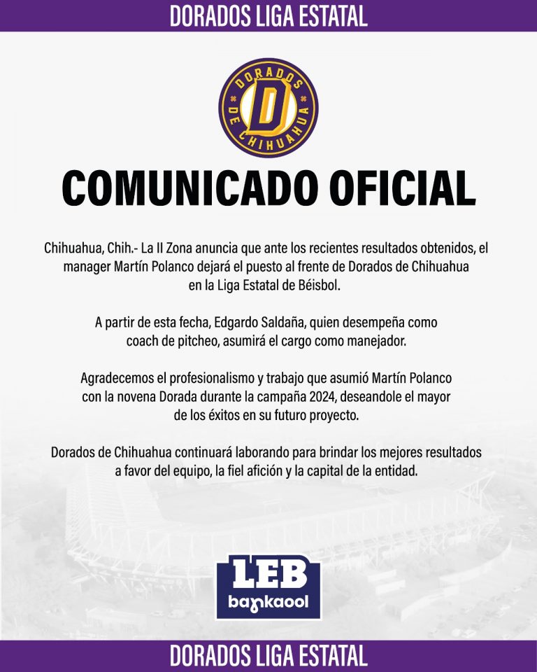 Dorados despide a su manager de Liga Estatal