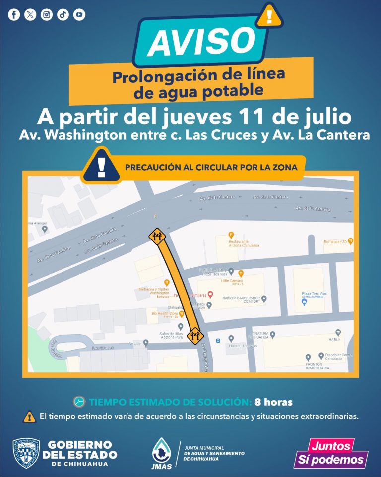 ¡Atentos al cierre de avenida Washington por obras!