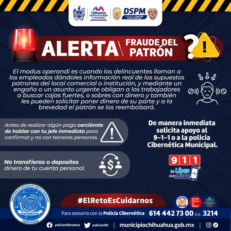 Alerta Policía Cibernética del Municipio por “fraude del patrón” llamadas de extorsión para pedir dinero