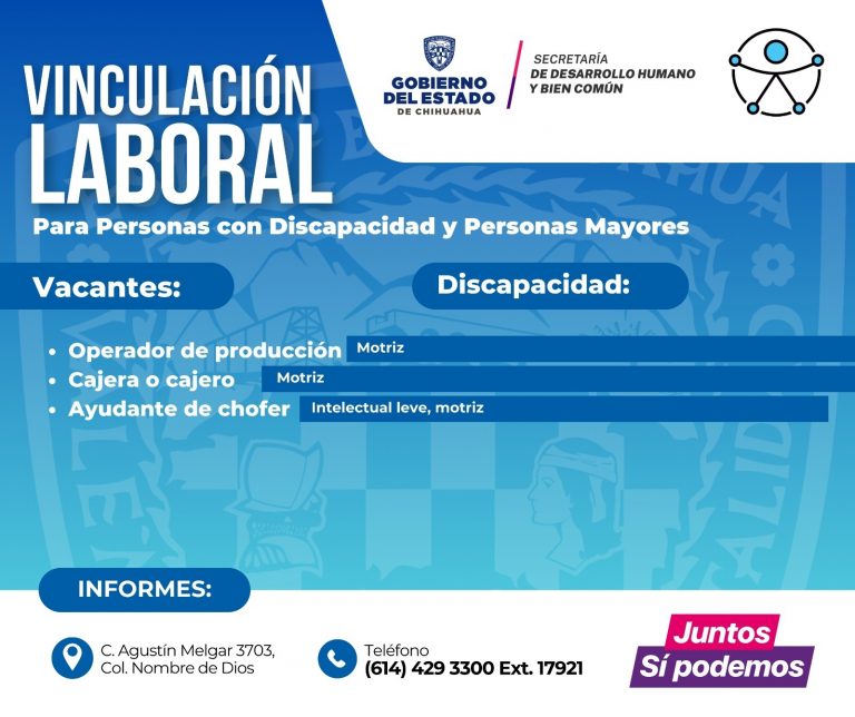 Anuncia Grupos Vulnerables vacantes laborales para personas con discapacidad