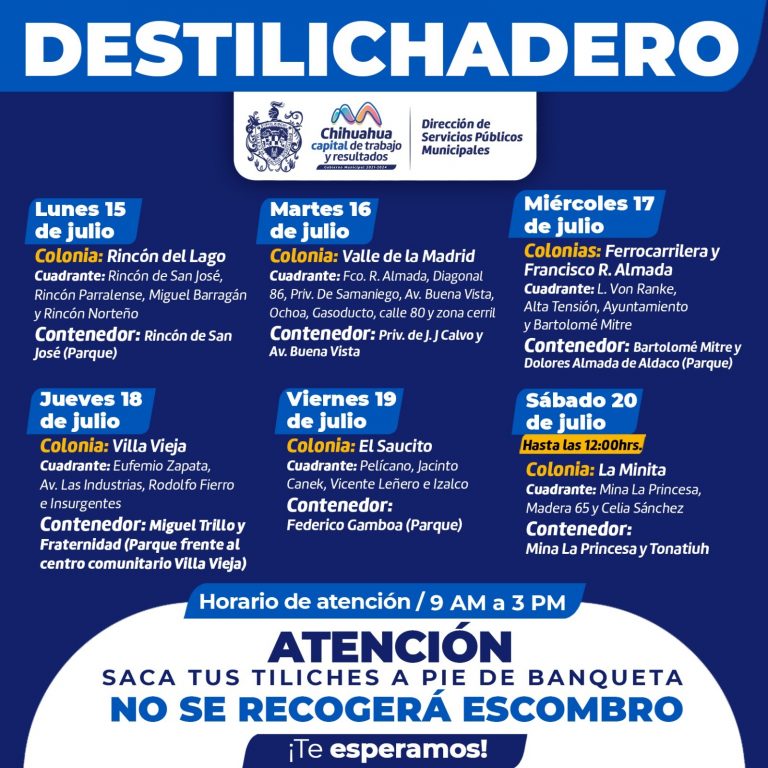 Conoce cuáles serán las seis colonias que visitará programa Destilichadero del 15 al 20 de julio