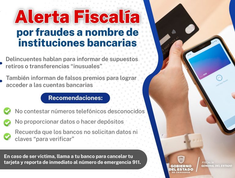 Alerta Fiscalía por fraudes a nombre de instituciones bancarias