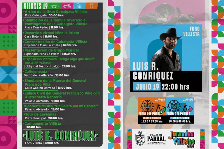 Este viernes arriba la Gran Cabalgata Villista a Parral y se presenta Luis R. Conriquez