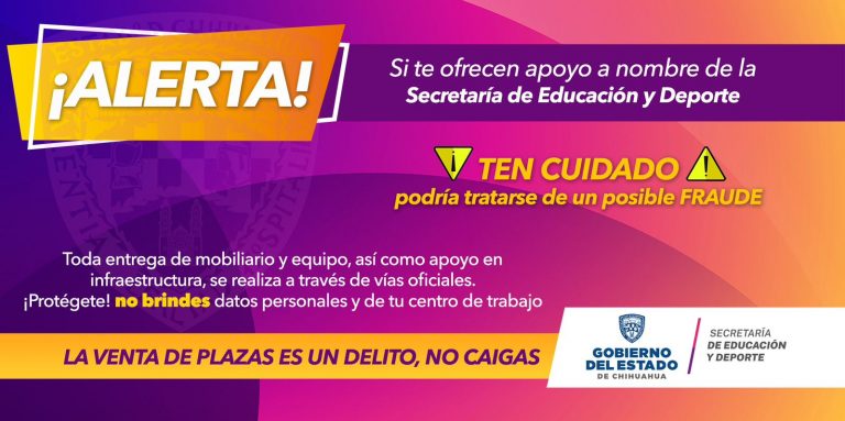 Alerta Estado por estafas a nombre de la Secretaría de Educación y Deporte
