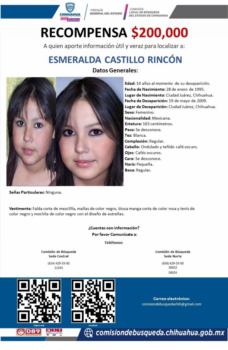 Continúa CLB la búsqueda de la joven Esmeralda Castillo Rincón