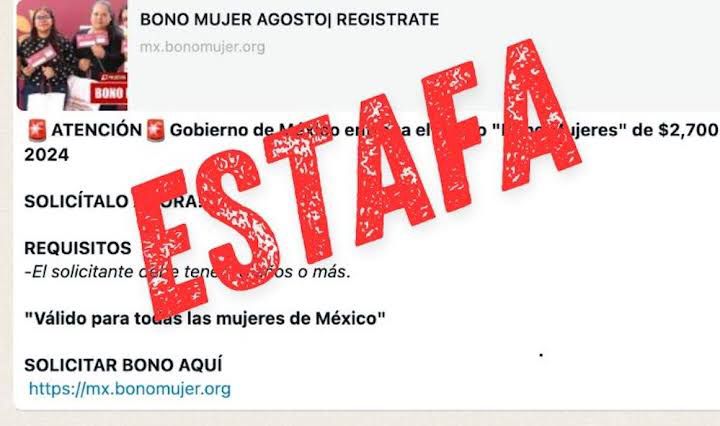 Alertan por estafa en supuesto «bono a mujeres del bienestar»
