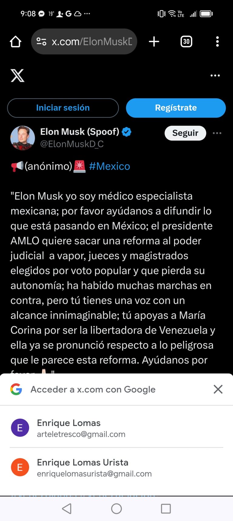 Piden intervención de Elon Musk contra reforma judicial