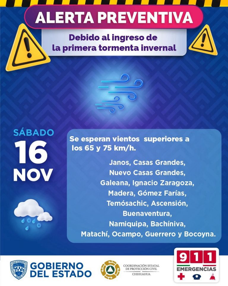 Se prevén nevadas y vientos por llegada de tormenta invernal