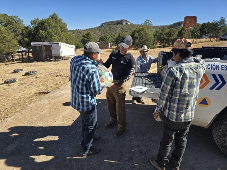 Reciben 180 familias de la Sierra Tarahumara apoyos emergentes tras primera Tormenta Invernal