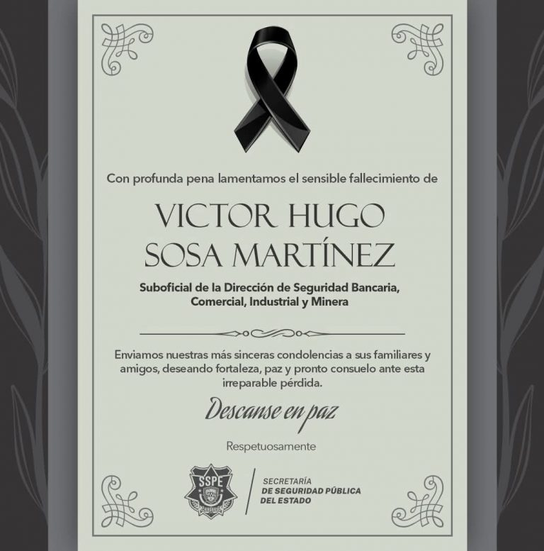 Lamentan muerte de elemento policíaco de la Secretaría Estatal