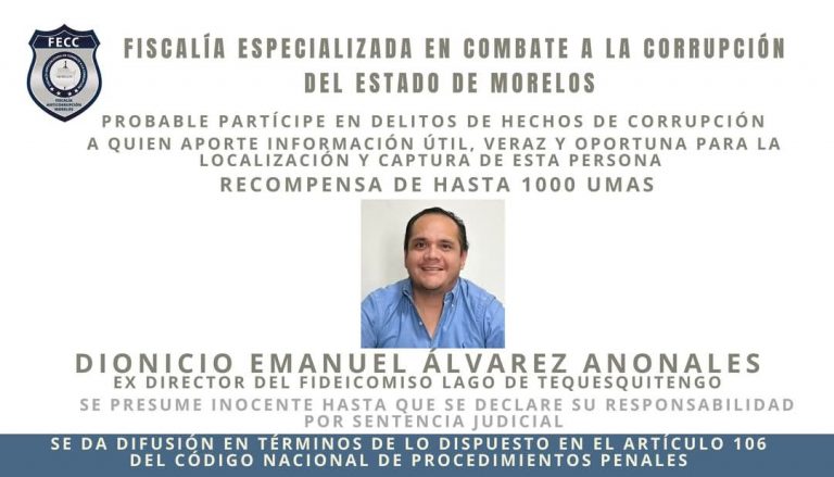 Ofrecen recompensa por ex funcionario de Morelos