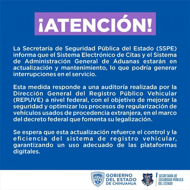 Actualizan Sistema de Citas y Aduanas que Afectará Registro Vehicular