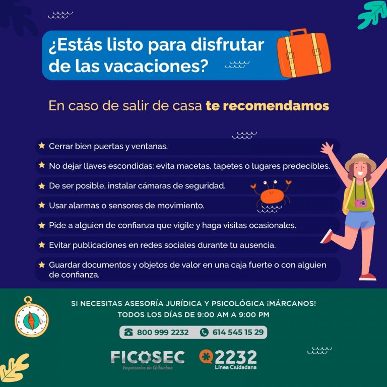 Recomendaciones para no ser víctima de robo a casa en estas vacaciones