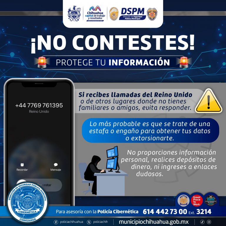 Alerta Gobierno Municipal sobre llamadas fraudulentas de Reino Unido