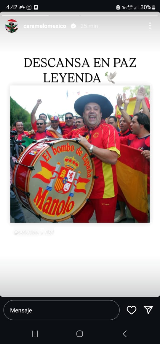 Caramelo Chávez lamenta la muerte de Manolo «El del bombo»