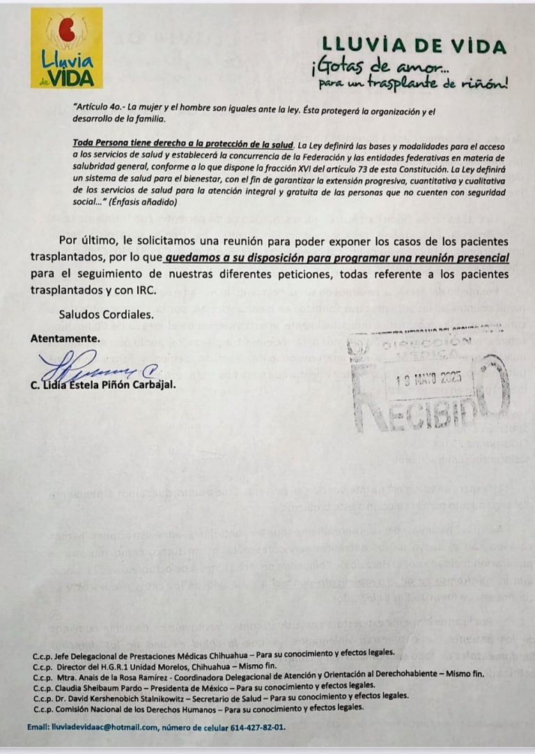 Reclaman pacientes trasplantados falta de medicamentos en IMSS Chihuahua