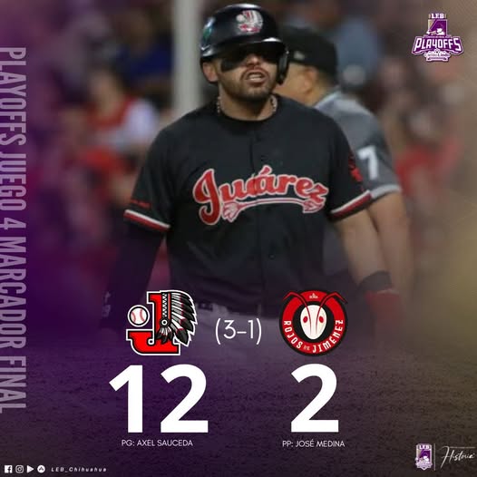 INDIOS DE JUÁREZ NOQUEAN A ROJOS DE JIMÉNEZ; AVANZAN A ‘SEMIS’ Y ESPERAN RIVAL