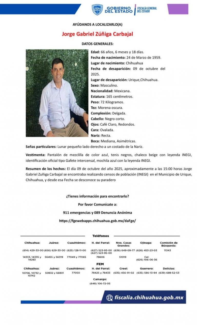 Buscan a encuestador del INEGI desaparecido