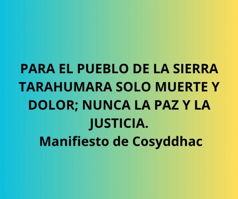 Denuncia COSYDDHAC inseguridad en Guachochi