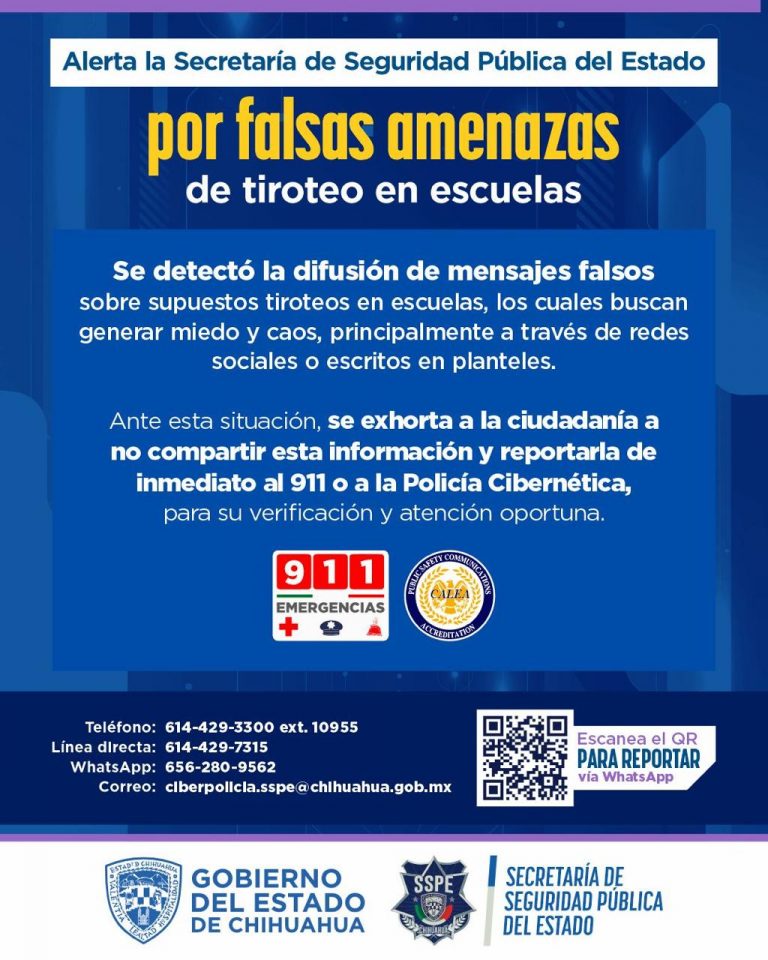 ALERTA: SSPE advierte sobre mensajes falsos de tiroteos en escuelas; Loya llama a reportar al 911